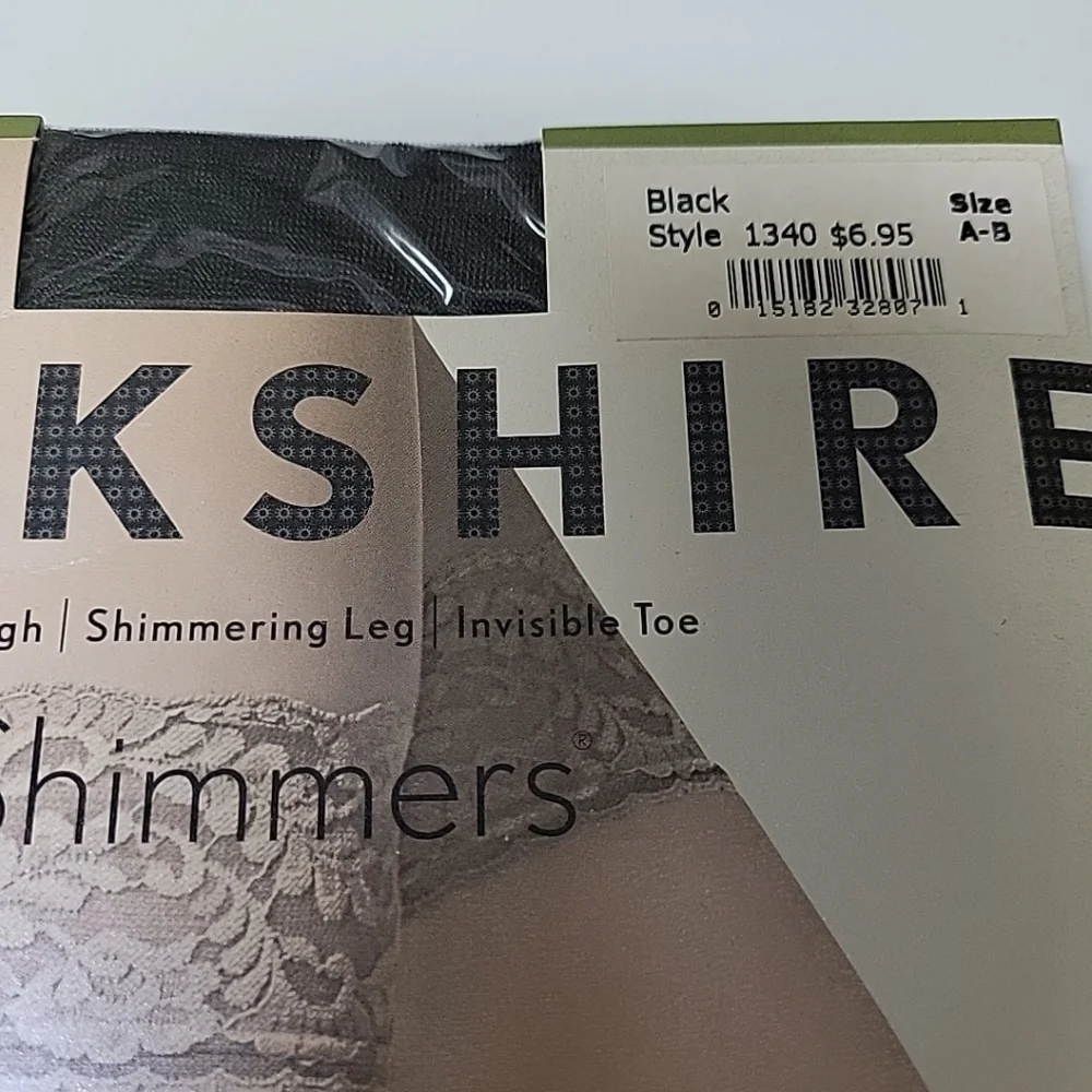 Berkshire Shimmers Thigh High 1340 Black Size A-B Lace Top Invisible‎ Toe 90-135